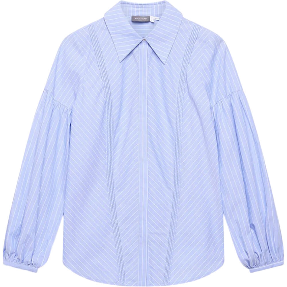 Mint Velvet Blue Striped Pintuck Shirt